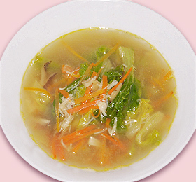 しんとり菜と帆立のスープ