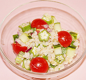 キヌヒカリ玄米と夏野菜のサラダ キヌヒカリ玄米と夏野菜のサラダ