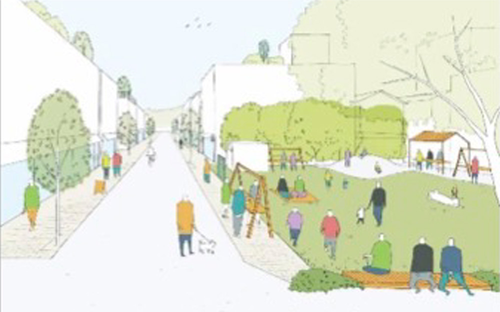 図２　地域特性を生かした街並みの住宅市街地への再生イメージ（渋谷区本町地区）