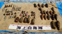 こんな危険物が美しい海の底に潜んでいる。昨年の実績では新島だけで410kgの爆発物が発見処分