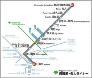 日暮里・舎人ライナーの路線図